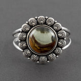 Enchanted Valley Cuff- Huge Sterling Silver and Polychrome Jasper Statement Bracelet