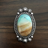 Celestial Blue Opal Petrified Wood Ring or Pendant- Sterling Silver and Indonesian Opalized Petrified Wood- Finished to Size