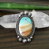 Celestial Blue Opal Petrified Wood Ring or Pendant- Sterling Silver and Indonesian Opalized Petrified Wood- Finished to Size