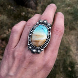 Celestial Blue Opal Petrified Wood Ring or Pendant- Sterling Silver and Indonesian Opalized Petrified Wood- Finished to Size