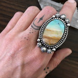 Celestial Blue Opal Petrified Wood Ring or Pendant- Sterling Silver and Indonesian Opalized Petrified Wood- Finished to Size