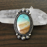 Celestial Blue Opal Petrified Wood Ring or Pendant- Sterling Silver and Indonesian Opalized Petrified Wood- Finished to Size