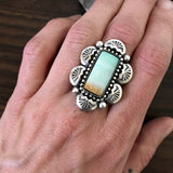 Blue Opal Petrified Wood Overlay Ring or Pendant- Sterling Silver and Indonesian Opalized Petrified Wood- Finished to Size