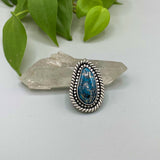 The Eternal Flame Ring- Morenci II Turquoise and Sterling Silver- Finished to Size or as a Pendant