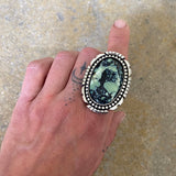 Huge Chunky Variscite Statement Ring or Pendant- Sterling Silver and Poseidon Variscite- Finished to Size
