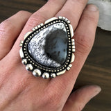 Large Dendritic Opal Statement Ring- Sterling Silver and Dendritic Opal - Finished to Size