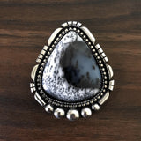 Large Dendritic Opal Statement Ring- Sterling Silver and Dendritic Opal - Finished to Size