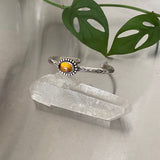 Stamped Amber Stacker Cuff- Size XS/S- Sterling Silver and Mayan Amber Bracelet
