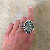 Asymmetrical Variscite Ring or Pendant- Sterling Silver and Poseidon Variscite- Finished to Size