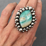 Blue Opal Petrified Wood Super Bubble Ring or Pendant- Sterling Silver and Indonesian Opalized Wood- Finished to Size