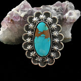 Large Turquoise Celestial Ring- Sterling Silver and Royston Turquoise- Finished to Size or as a Pendant