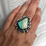 Blue Opal Petrified Wood Ring or Pendant- Sterling Silver and Indonesian Opalized Petrified Wood- Finished to Size