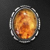 Huge Amber Ring- Sterling Silver and Mayan Amber - Finished to Size