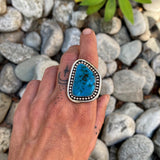Large Freeform Turquoise Statement Ring or Pendant- Sterling Silver and Kingman Turquoise- Finished to Size