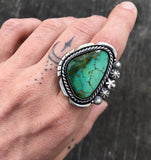 Celestial Ring or Pendant- Royston Turquoise and Sterling Silver Statement Ring- Finished to Size