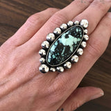 Large Variscite Bubble Ring or Pendant- Sterling Silver and Posiedon Variscite- Finished to Size