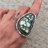 Hand Stamped Variscite Ring or Pendant- Sterling Silver and Posiedon Variscite- Finished to Size