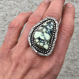 Hand Stamped Variscite Ring or Pendant- Sterling Silver and Posiedon Variscite- Finished to Size