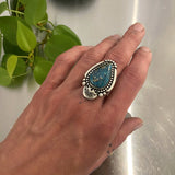 The Halo Ring- Morenci II Turquoise and Sterling Silver- Finished to Size or as a Pendant