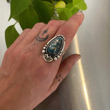 The Halo Ring- Morenci II Turquoise and Sterling Silver- Finished to Size or as a Pendant