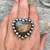 Heart-Shaped Jasper Bubble Ring or Pendant- Sterling Silver and Picture Jasper- Finished to Size