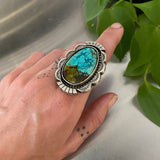 The Horizon Ring- Bamboo Mountain Turquoise and Sterling Silver- Finished to Size or as a Pendant