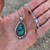 Hubei Turquoise and Sterling Silver Necklace- Chain Included