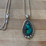 Hubei Turquoise and Sterling Silver Necklace- Chain Included