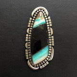 Huge Blue Opal Petrified Wood Ring or Pendant- Sterling Silver and Indonesian Opalized Wood- Finished to Size