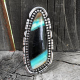 Huge Blue Opal Petrified Wood Ring or Pendant- Sterling Silver and Indonesian Opalized Wood- Finished to Size