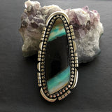 Huge Blue Opal Petrified Wood Ring or Pendant- Sterling Silver and Indonesian Opalized Wood- Finished to Size