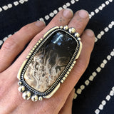 Huge Petrified Palm Root Ring- Sterling Silver and Palm Root- Finished to Size