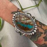 Huge Turquoise Statement Cuff- Sterling Silver and Royston Ribbon Turquoise