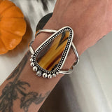Huge Statement Cuff- Sterling Silver and Montana Agate Bracelet- Size M