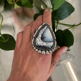 Huge Opal Statement Ring or Pendant- Sterling Silver and Dendritic Opal- Finished to Size