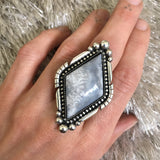 Large Icicle Agate Statement Ring- Sterling Silver and Agate- Finished to Size