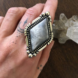 Large Icicle Agate Statement Ring- Sterling Silver and Agate- Finished to Size