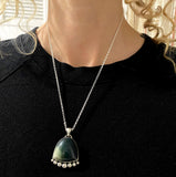 Green Imperial Jasper Bubble Necklace- Sterling Silver and Imperial Jasper- Chain Included