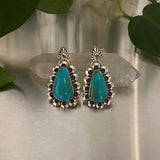 Dangly Turquoise Floral Earrings- Kingman Turquoise and Sterling Silver