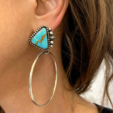 Celestial Hoop Earrings- Sterling Silver and Kingman Turquoise