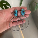 Turquoise Hoops- Sterling Silver and Kingman Turquoise Rope Hoop Earrings