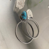 Turquoise Hoops- Sterling Silver and Kingman Turquoise Rope Hoop Earrings