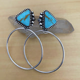 Celestial Hoop Earrings- Sterling Silver and Kingman Turquoise