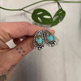 Turquoise Celestial Stud Earrings- Kingman Turquoise and Sterling Silver