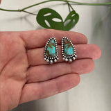 Turquoise Celestial Stud Earrings- Kingman Turquoise and Sterling Silver