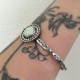 Stamped Variscite Stacker Cuff- Posiedon Variscite and Sterling Silver Bracelet- Size M/L