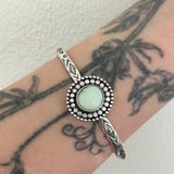 Stamped Variscite Stacker Cuff- Posiedon Variscite and Sterling Silver Bracelet- Size M/L