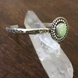 Stamped Variscite Stacker Cuff- Posiedon Variscite and Sterling Silver Bracelet- Size M/L