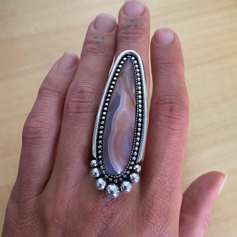 Huge Laguna Agate Talon Ring or Pendant- Sterling Silver and Agate- Finished to Size