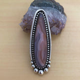 Huge Laguna Agate Talon Ring or Pendant- Sterling Silver and Agate- Finished to Size